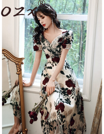 O.Z.X轻奢原创女装刺绣连衣裙女2026年夏季新款宴会晚礼